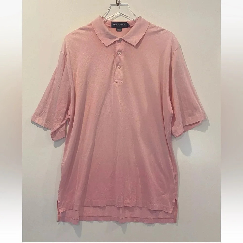 Polo Golf Ralph Lauren Mens Pink Diamond‎ Jacquard Cotton Polo Shirt Size Large